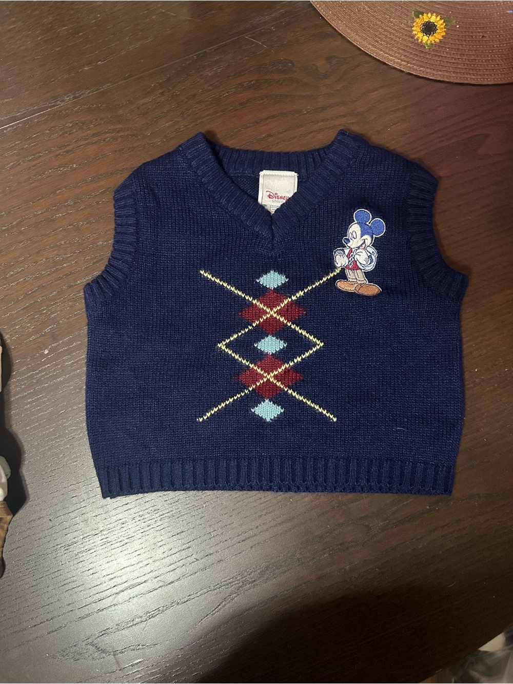 Disney Navy Argyle Mickey Mouse Knit Vest
